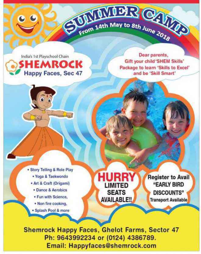 Shemrock Happy Faces Summer camp 2018 in Gurgaon | SchoolWiser